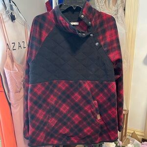Women’s Red and Black Plaid Pullover